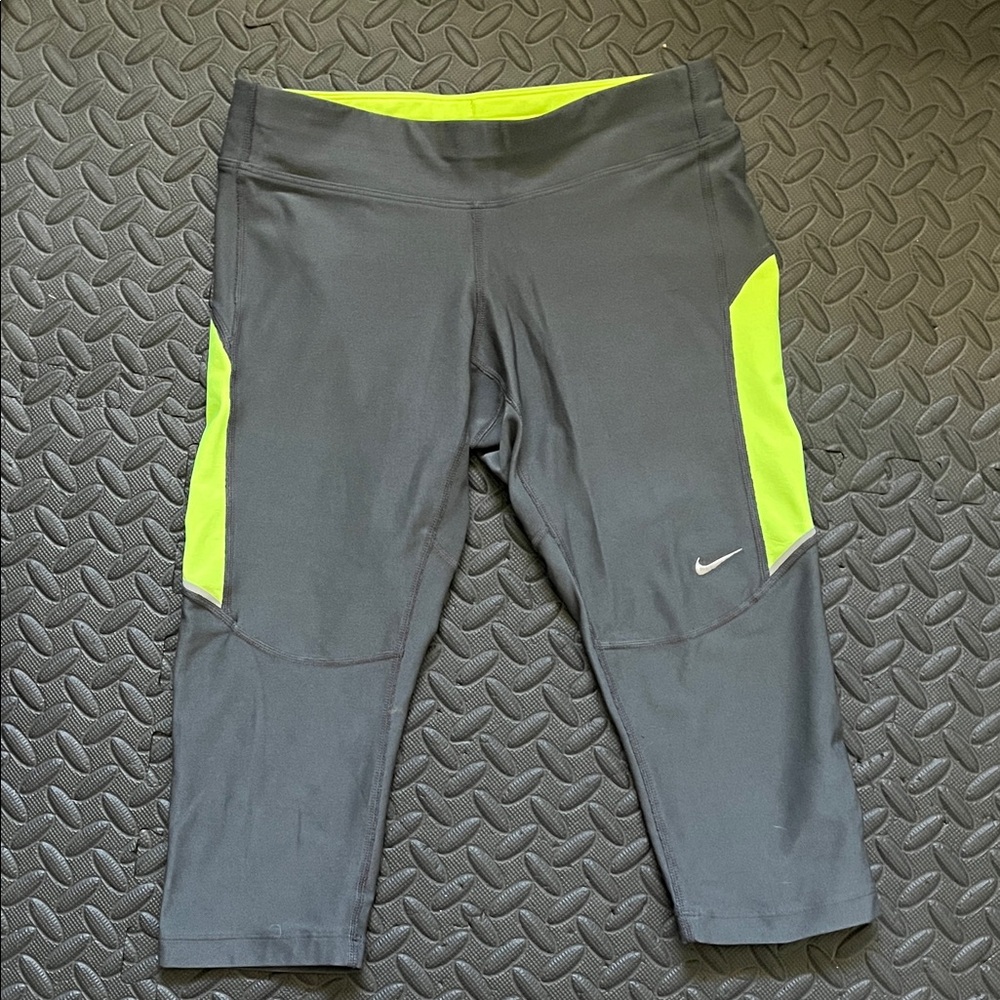 Nike Gray and Green Performance Leggings